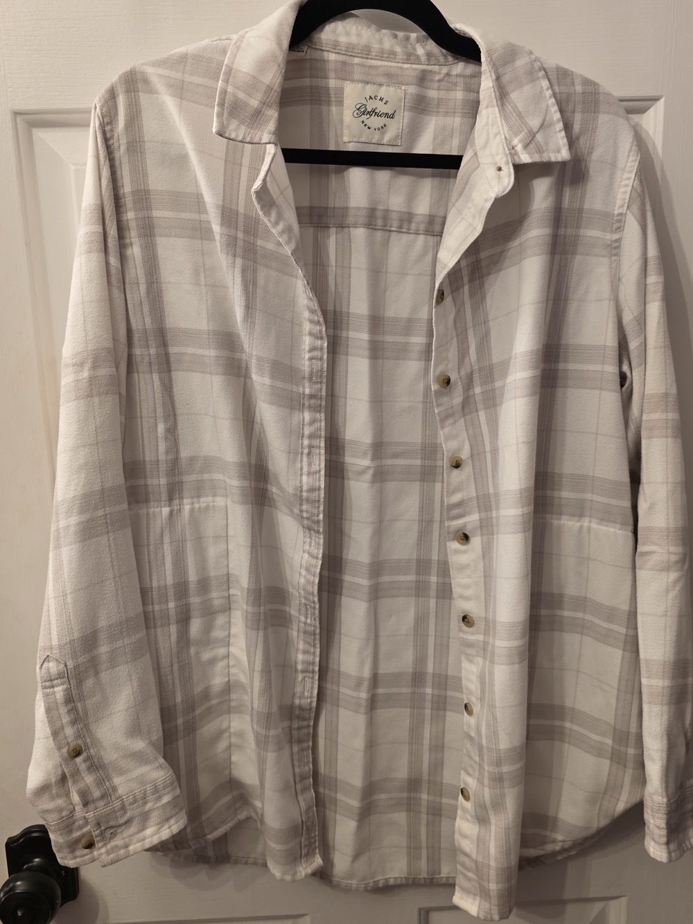 Jachs Girlfriend Neutral Plaid Oversized Button Up Shirt Large